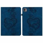 For iPad Pro 11 2024 Love Hearts Embossed Leather Smart Tablet Case(Dark Blue)