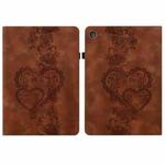 For iPad mini 5 / 4 / 3 / 2 / 1 Love Hearts Embossed Leather Smart Tablet Case(Brown)