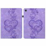 For iPad mini 5 / 4 / 3 / 2 / 1 Love Hearts Embossed Leather Smart Tablet Case(Purple)