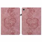 For iPad mini 5 / 4 / 3 / 2 / 1 Love Hearts Embossed Leather Smart Tablet Case(Pink)
