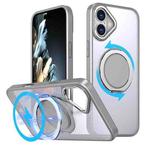 For iPhone 16 360-degree Rotating MagSafe Magnetic Holder Phone Case(Titanium Grey)