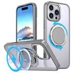 For iPhone 16 Pro 360-degree Rotating MagSafe Magnetic Holder Phone Case(Titanium Grey)