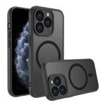 For iPhone 11 Pro Max Four Corners Shockproof MagSafe PC Hybrid TPU Phone Case(Black)