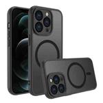 For iPhone 12 Pro Max Four Corners Shockproof MagSafe PC Hybrid TPU Phone Case(Black)