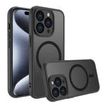 For iPhone 15 Pro Max Four Corners Shockproof MagSafe PC Hybrid TPU Phone Case(Black)