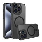 For iPhone 15 Pro Four Corners Shockproof MagSafe PC Hybrid TPU Phone Case(Black)