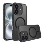 For iPhone 16 Four Corners Shockproof MagSafe PC Hybrid TPU Phone Case(Black)