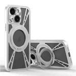 For iPhone 13 Cooling Hollow Metal Holder MagSafe Phone Case(Silver)