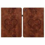 For Huawei MediaPad T3 10 Love Hearts Embossed Leather Tablet Case(Brown)