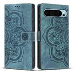 For Google Pixel 9 / 9 Pro Mandala Embossed Retro Frosted Leather Phone Case(Blue)