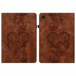 For Samsung Galaxy Tab A9 Love Hearts Embossed Leather Tablet Case(Brown)