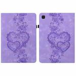 For Samsung Galaxy Tab A9 Love Hearts Embossed Leather Tablet Case(Purple)
