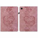 For Samsung Galaxy Tab A9 Love Hearts Embossed Leather Tablet Case(Pink)
