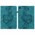 For Samsung Galaxy Tab A9 Love Hearts Embossed Leather Tablet Case(Green)