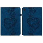 For Samsung Galaxy Tab A9 Love Hearts Embossed Leather Tablet Case(Dark Blue)