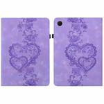 For Samsung Galaxy Tab A9+ Love Hearts Embossed Leather Tablet Case(Purple)