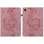 For Samsung Galaxy Tab A9+ Love Hearts Embossed Leather Tablet Case(Pink)