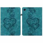 For Samsung Galaxy Tab A9+ Love Hearts Embossed Leather Tablet Case(Green)