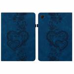 For Samsung Galaxy Tab A9+ Love Hearts Embossed Leather Tablet Case(Dark Blue)
