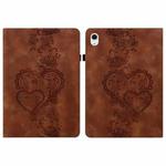 For Samsung Galaxy Tab S10 / S9 / S8 Love Hearts Embossed Leather Tablet Case(Brown)