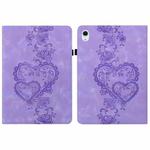 For Samsung Galaxy Tab S10 / S9 / S8 Love Hearts Embossed Leather Tablet Case(Purple)