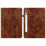 For Samsung Galaxy Tab S10+ / S9+ / S8+ Love Hearts Embossed Leather Tablet Case(Brown)