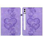 For Samsung Galaxy Tab S10+ / S9+ / S8+ Love Hearts Embossed Leather Tablet Case(Purple)