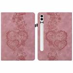 For Samsung Galaxy Tab S10+ / S9+ / S8+ Love Hearts Embossed Leather Tablet Case(Pink)