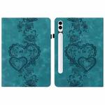 For Samsung Galaxy Tab S10+ / S9+ / S8+ Love Hearts Embossed Leather Tablet Case(Green)