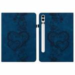 For Samsung Galaxy Tab S10+ / S9+ / S8+ Love Hearts Embossed Leather Tablet Case(Dark Blue)