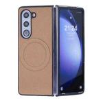 For Samsung Galaxy Z Fold5 5G Diamond Pattern MagSafe Magnetic Folding Phone Case(Gold)
