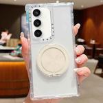 For Samsung Galaxy S25 / S24 5G Dreamland Transparent MagSafe Holder Phone Case(White)