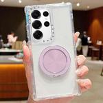 For Samsung Galaxy S25 Ultra / S24 Ultra 5G Dreamland Transparent MagSafe Holder Phone Case(Light Purple)