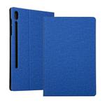 For Samsung Galaxy Tab S8+ / Tab S8 Plus /  Tab S7 FE / Tab S7+ / T970 Fabric Texture Horizontal Flip PU Leather Case with Holder(Blue)