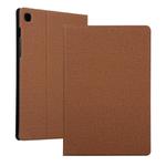 For Samsung Galaxy Tab A7 / T500 Fabric Texture Horizontal Flip PU Leather Case with Holder(Brown)