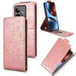 For Realme GT 7 5G Global Magnetic Vertical Flip Leather Phone Case with Buckle(Rose Gold)