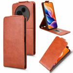 For TCL 605 Magnetic Vertical Flip Leather Phone Case with Buckle(Brown)