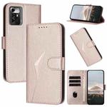 For ZTE Blade A72 5G Triangle Pattern Buckle Clasp Leather Phone Case(Rose Gold)