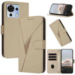 For ZTE Blade V50 Vita Triangle Pattern Buckle Clasp Leather Phone Case(Gold)
