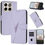 For ZTE Blade V70 Triangle Pattern Buckle Clasp Leather Phone Case(Light Purple)