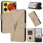For ZTE nubia Music 2 Triangle Pattern Buckle Clasp Leather Phone Case(Gold)