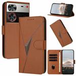 For ZTE nubia Z60 Ultra Triangle Pattern Buckle Clasp Leather Phone Case(Brown)