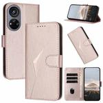 For ZTE Voyage 40 Triangle Pattern Buckle Clasp Leather Phone Case(Rose Gold)