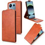 For Redmi Note 14S / Note 13 Pro 4G Magnetic Vertical Flip Leather Phone Case with Buckle(Brown)
