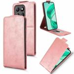 For Honor X8c 4G Magnetic Vertical Flip Leather Phone Case with Buckle(Rose Gold)