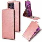For Motorola Edge 60 Pro Magnetic Vertical Flip Leather Phone Case with Buckle(Rose Gold)