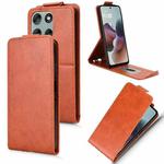 For Motorola Moto G56 5G Magnetic Vertical Flip Leather Phone Case with Buckle(Brown)