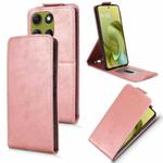 For Motorola Moto G86 5G Magnetic Vertical Flip Leather Phone Case with Buckle(Rose Gold)
