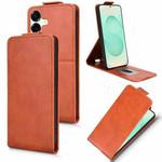 For Samsung Galaxy S25 FE 5G Magnetic Vertical Flip Leather Phone Case with Buckle(Brown)