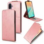 For Samsung Galaxy M36 5G Magnetic Vertical Flip Leather Phone Case with Buckle(Rose Gold)